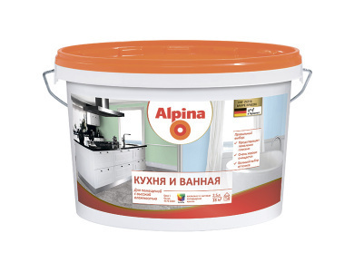 Краска ВД-ВАЭ Alpina  Кухня и Ванная, белая, 5 л
